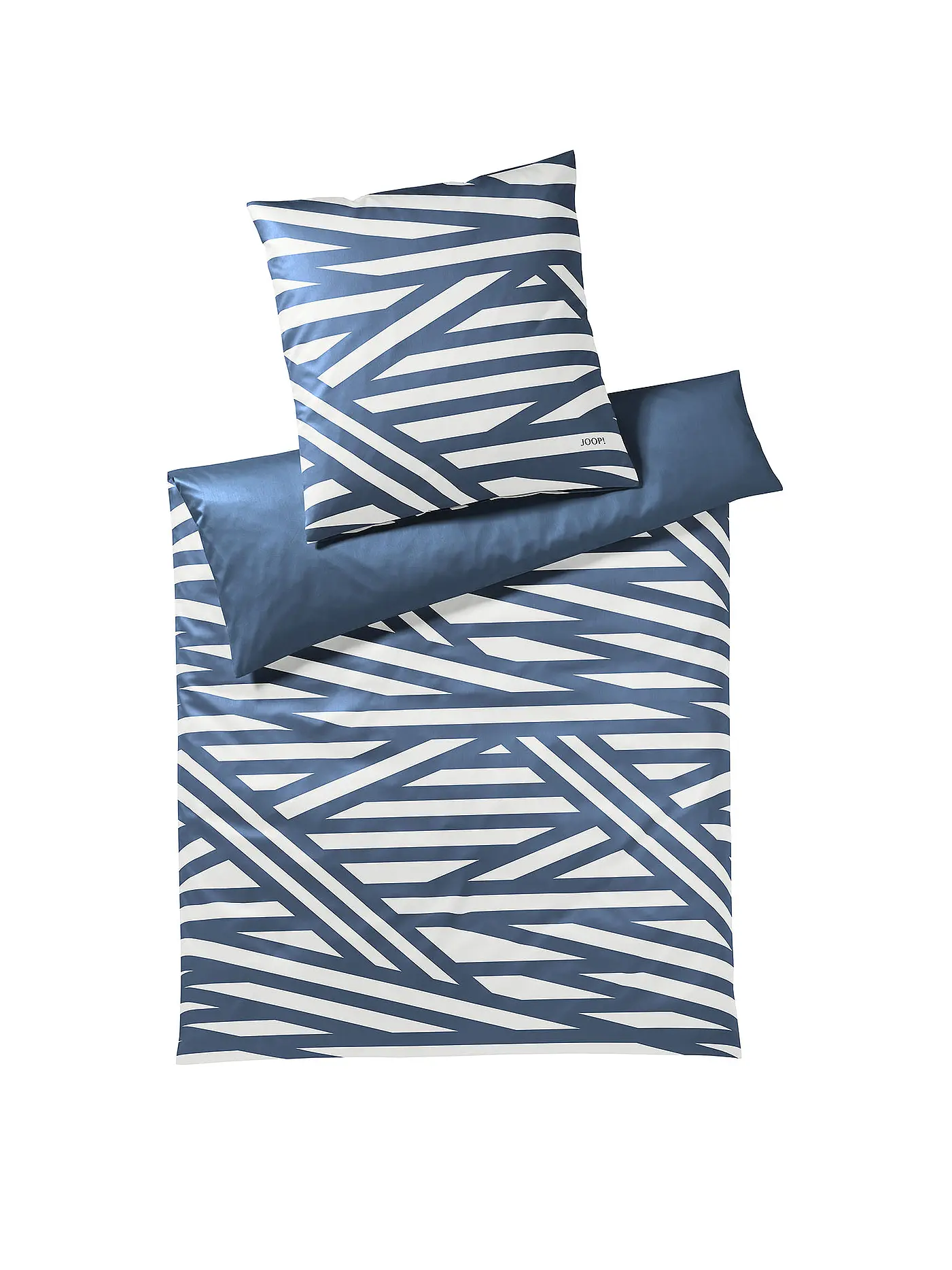 JOOP | Satin Bettwäsche Cross  70x90cm / 140x200cm Grau | blau